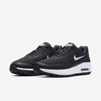 Nike Air Max 1 G - Női Golf Cipő - Fekete/Sötét Szürke/Fehér/Fehér